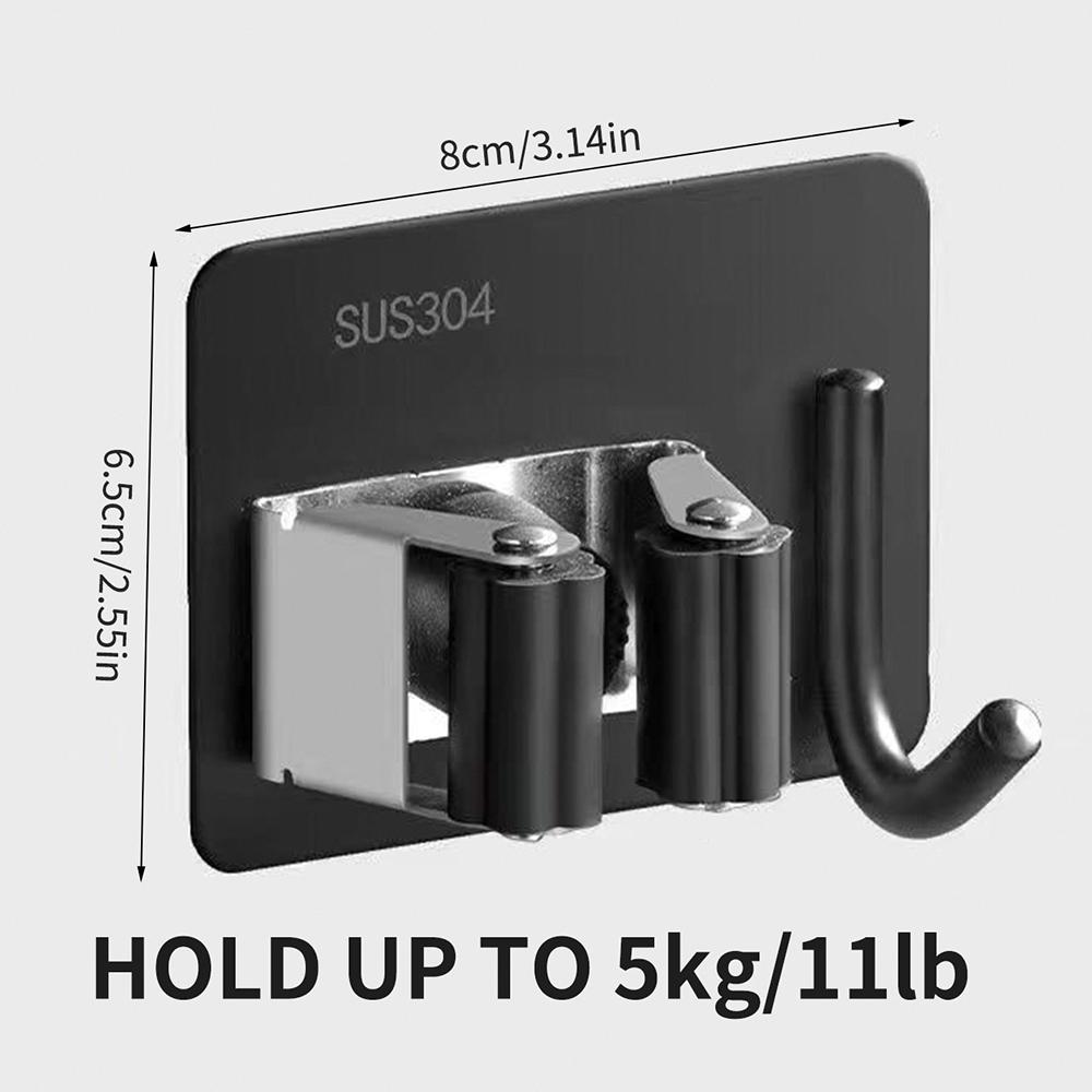 Нержавеющая сталь Хранение Настенный держатель для швабры Крючок Вешалка Без перфорации Клипса для швабры для ванной комнаты Сильный клейкий крючок
