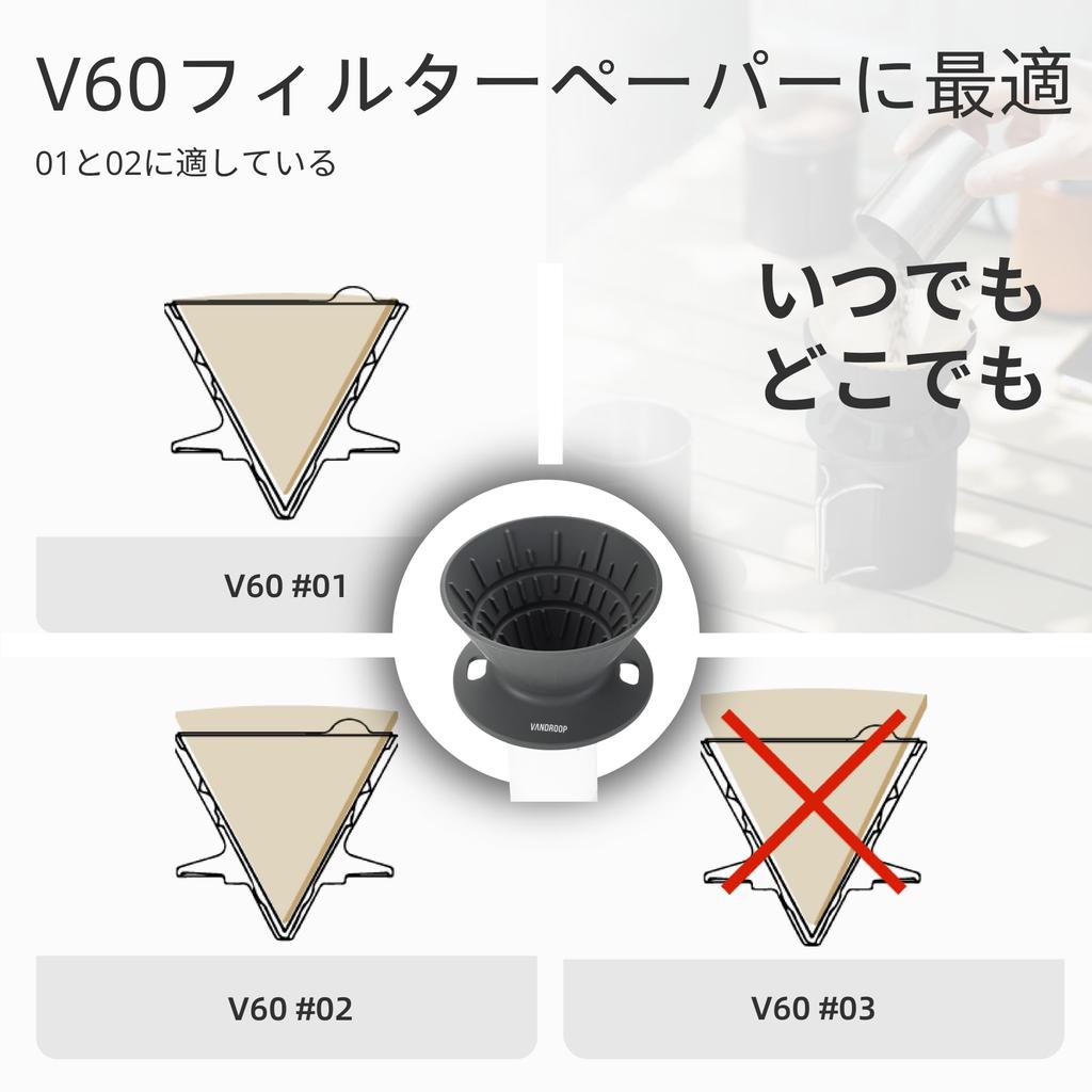 Vandroop Coffee Dripper Складная портативная ручная кофеварка для кофе Удобная для переноски Многоразовая силиконовая (На 2-3 чашки) (Серый)