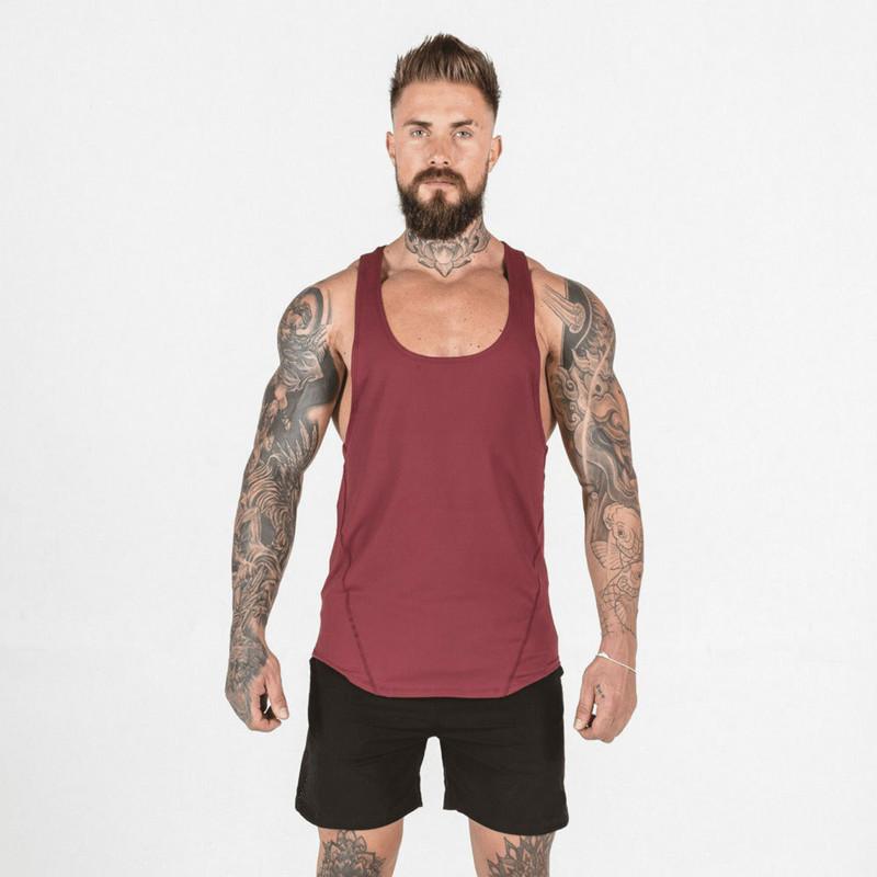 Men Gym Clothing Vest Top Casual Tank Tops Summer Bodybuilding Fitness Workout Undershirt Elastic Quick-Drying Sleeveless