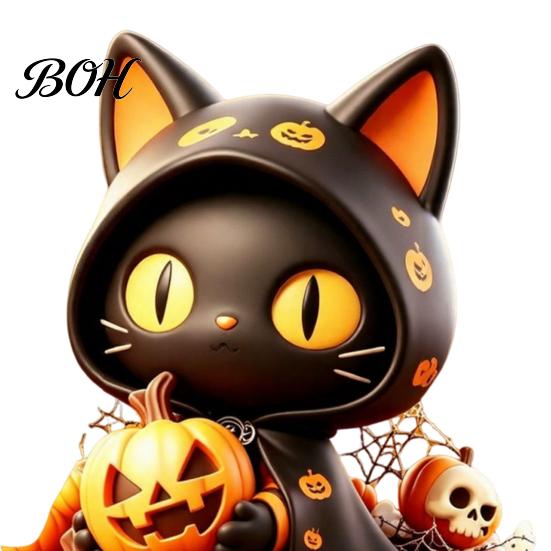 Small Desktop Figurine Wooden Halloween Tabletop Decor, Whimsical Black Cat Witch Pumpkin Skeleton Cute Room Accents Figurines, Centerpiece