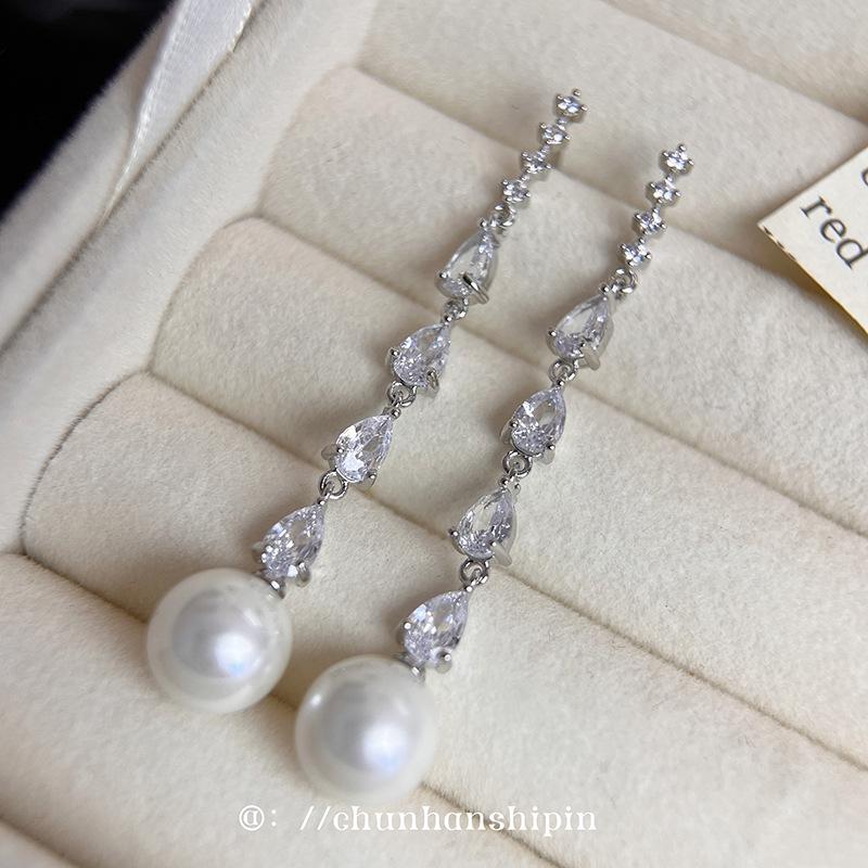 Длинные серьги-клипсы с кисточками, украшенные цирконием, для непроколотых ушей — элитный нишевый дизайн