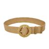 Simple Solid Color Bead Ring Buckle Decoration Women Woven Belt For Casual Ethnic Wear