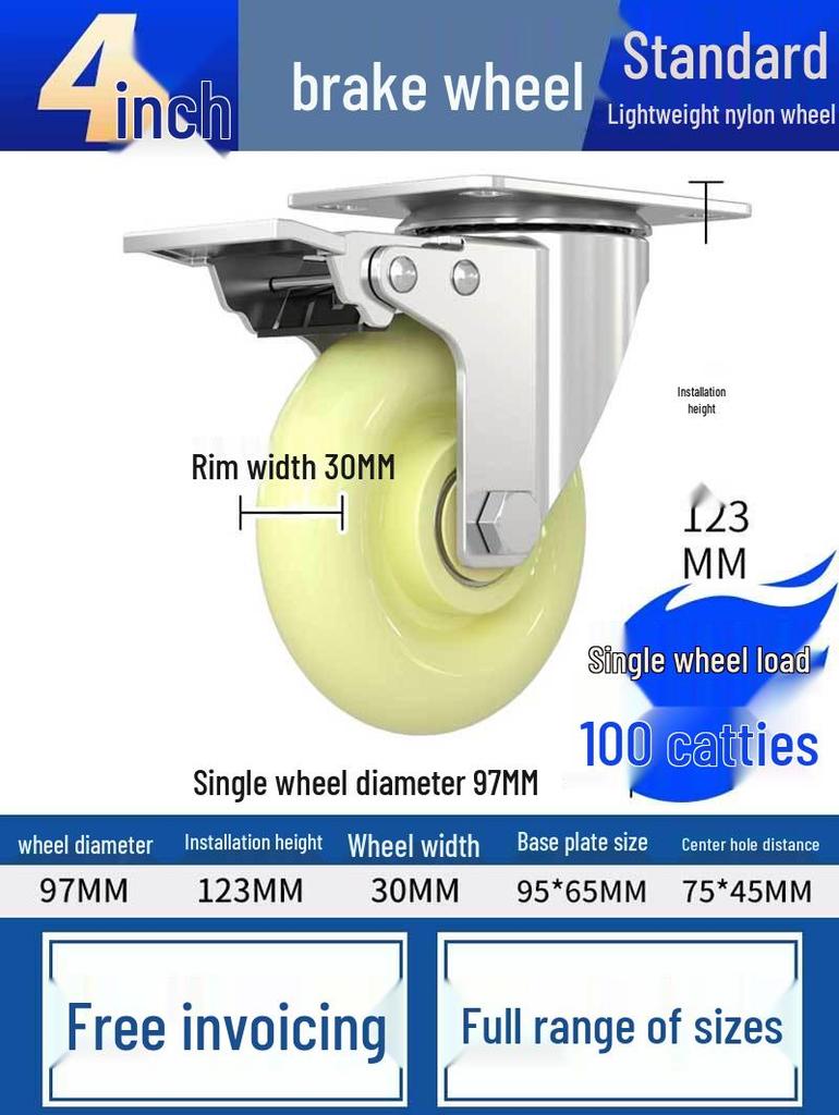 Heavy-Duty Swivel Casters with Brakes for Carts & Hand Trucks - Available In 3, 4, and 5 Inches