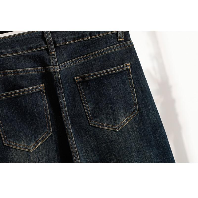 Dimanaf 2025 Большой размер Осень Женские Джинсы Брюки Деним Эластичные Базовые С высокой талией Оверсайз Модные Брюки 5XL