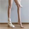 White Thick Heel Short Boots Women's New Autumn and Winter High Heel Thin Boots Medium Boots Chelsea Martin Boots Small Ankle Boots
