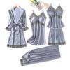 Spring and summer pajamas female sexy five-piece set silk thin with chest pad suspender nightdress women's nightgown homewear