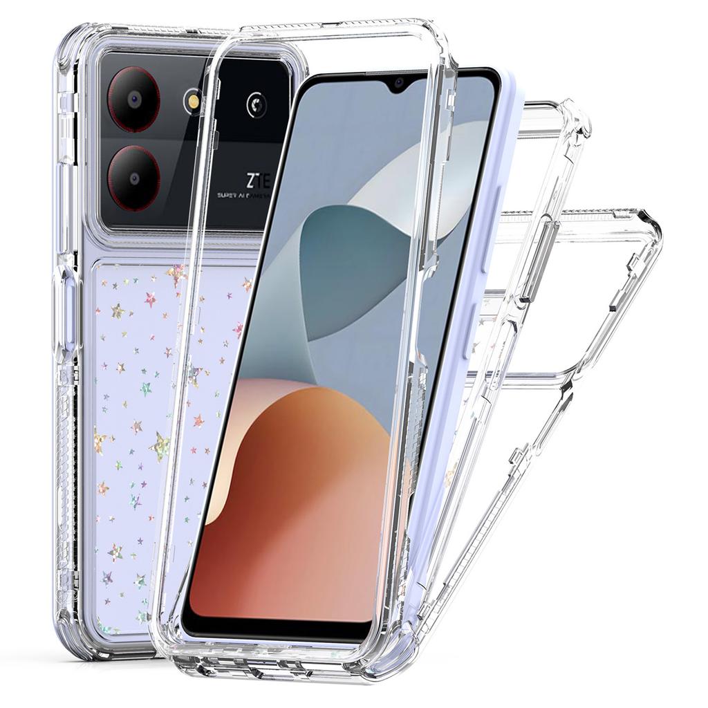 For ZTE Blade A34/A54 Case Clear Acrylic TPU Hybrid Phone Cover with Laser-printed Film