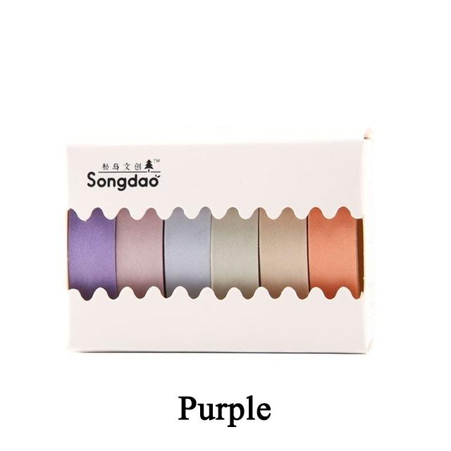 6 рулонов/лот Радужный малярный скотч Лента васи Однотонный малярный скотч Васи Клейкая бумажная лента Клейкая декорация