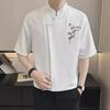 Мужская рубашка в китайском стиле с воротником-стойкой и коротким рукавом в стиле Тан