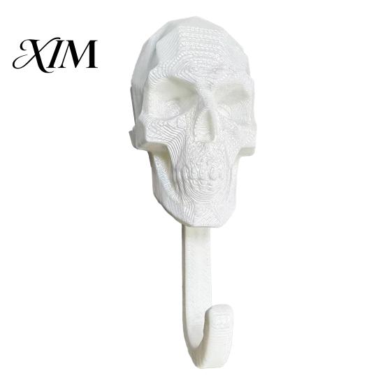Skeleton Head Storage Organizer Skull Wall Hook, 3D Printed Gothic Decorative Adhesive Key Dark Aesthetic Decor Holder, Mounted for Home Bedroom