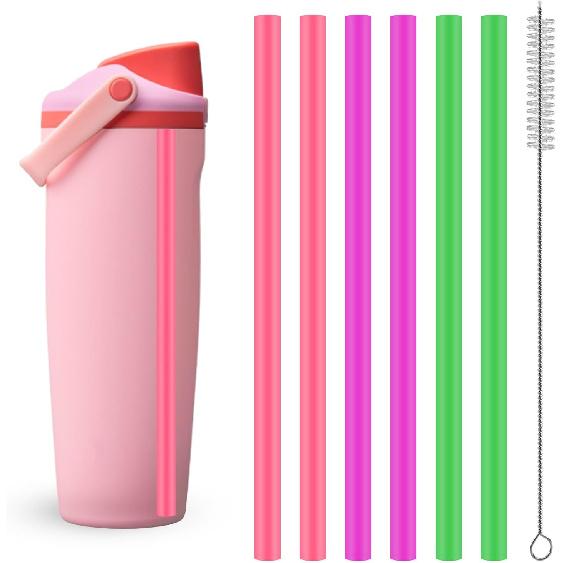 6pcs Straw Replacements for Owala FreeSip Sway 30oz, Plastic Straws Reble with Cleaning Brush Tumbler Cup Accessories Parts Compatible with Owala