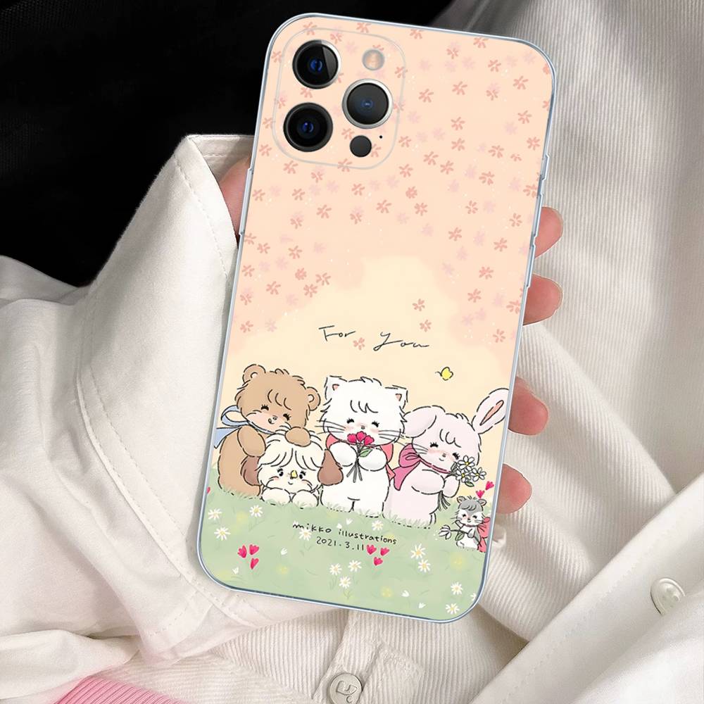 Милые персонажи M-mikko C Для IPhone 11 12 13 14 15 16 17 Pro Max Plus Air Прозрачный Clear Ударопрочный Чехол