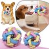 Fun Colorful Cats Dogs Elastic Ball Macaron Teeth Grinding Woven Bell Ball Bite Resistant TPR Toy Ball Relief Toy