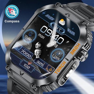 LIGE Умные часы со светодиодной подсветкой 2,02-дюймовый квадратный HD-экран Мониторинг здоровья Спорт на открытом воздухе Фитнес Водонепроницаемые умные часы для Android и IOS