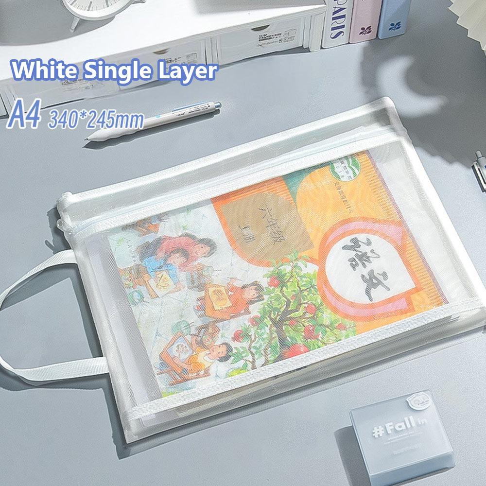 Double Layers Mesh Storage Bag A4/A5/A6 Pen Bag High Quality File Bag  Gift