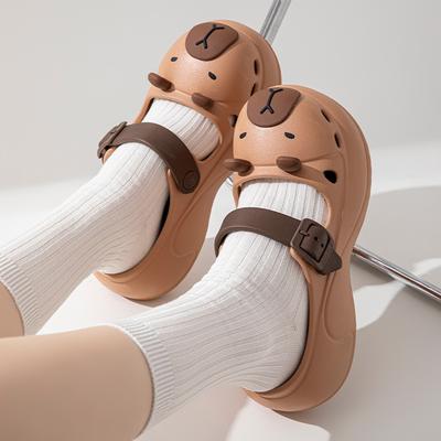 Милые туфли с дырочками для женщин на лето 2025 года, новые домашние сандалии на толстой подошве, уличные, нескользящие, для пляжа