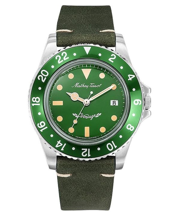 Mathey-Tissot Mathy Vintage Leather Strap Green Dial Quartz H900ALV Men's Watch