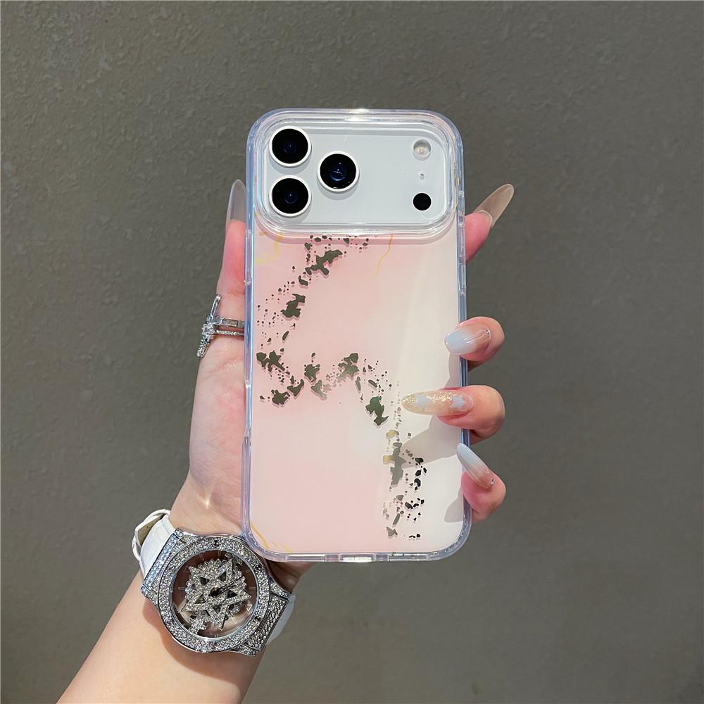 Электрооцинкованный чехол с мраморным рисунком для iPhone 17: Уникальное горячее тиснение, ударопрочный дизайн для Apple 16 Pro