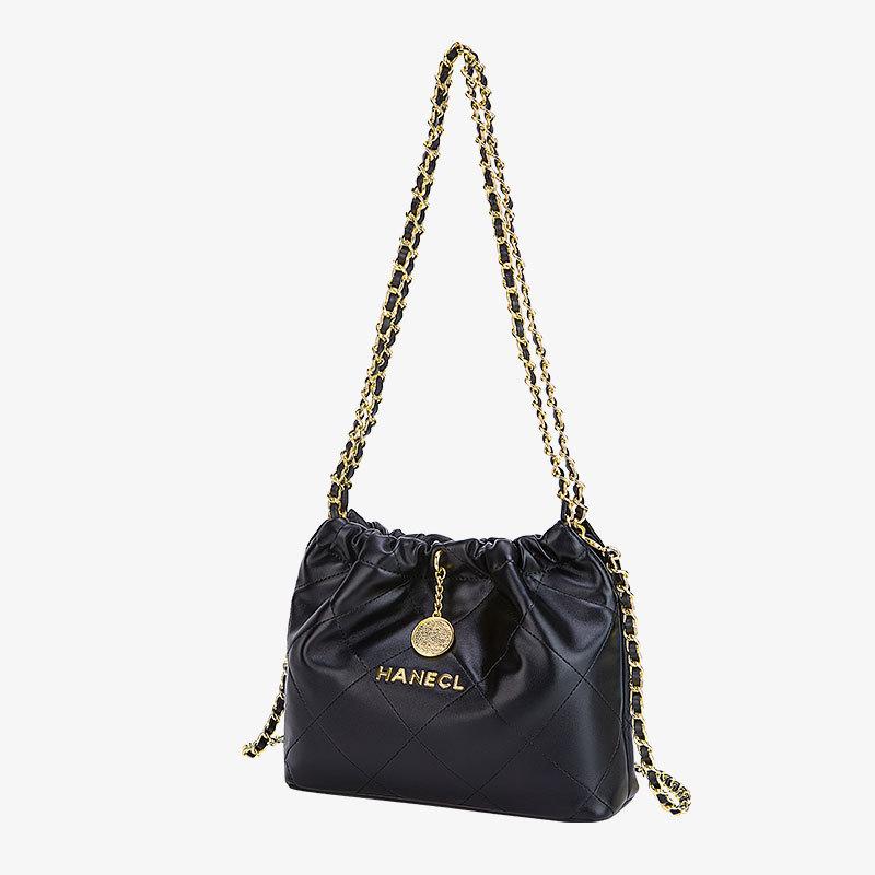 Lazy Style Large Capacity Bucket Bag, Women's New Summer Underarm Garbage Bag, Light Luxury Diamond Grid Chain Tote Bag