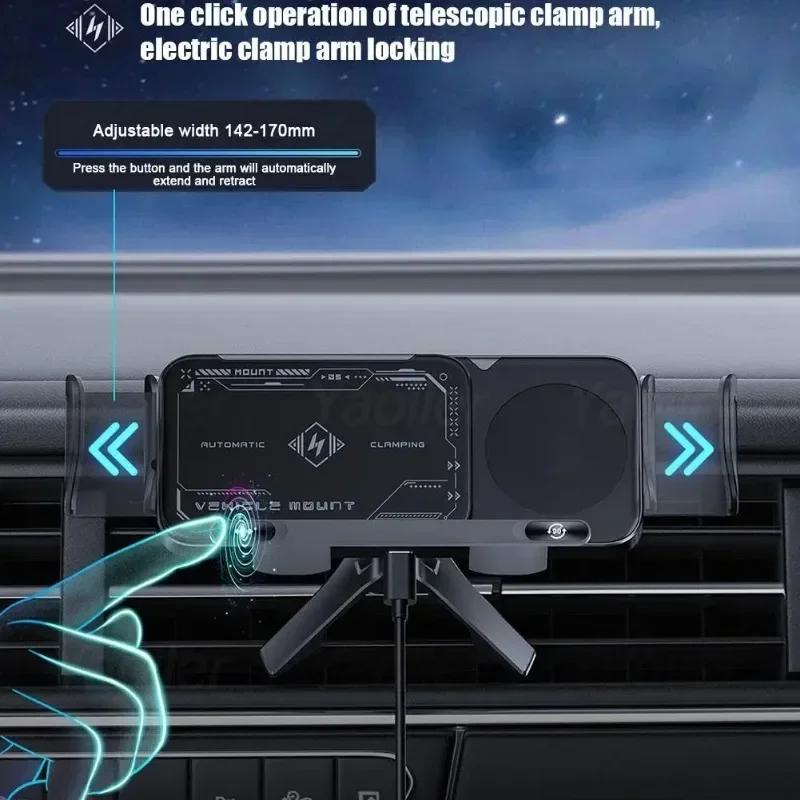 NEW Universal 15W Dual Coil Wireless Car Charger for Samsung Galaxy Z Flip 4 3 IPhone Auto Clamp Fast Car Charging Phone Holder