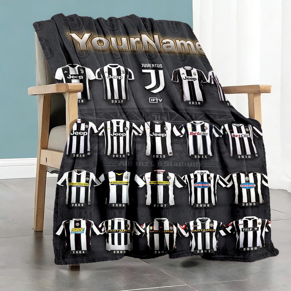 Juventus Personalized Text Blanket Gift Customizable Blanket Soft & Cozy Perfect for Sofa Chair Bedding Office Ideal for All Seasons