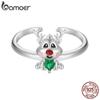 BAMOER, классическое регулируемое кольцо из стерлингового серебра 925 пробы с оленями, зеленое кольцо с цирконом для женщин, рождественский подарок, ювелирные изделия