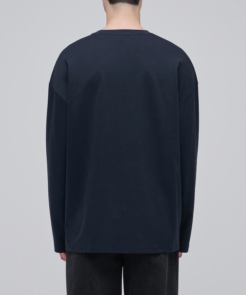MUSINSA STANDARD Silket Oversized Crew Neck Long Sleeve T-Shirt [Navy]
