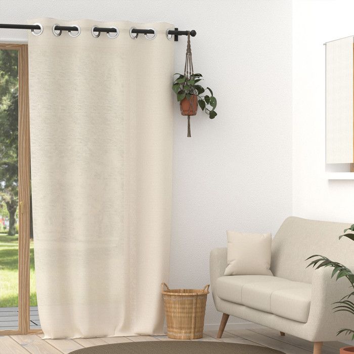 Voile lin à oeillets 135x250 cm LINEN naturel, par Soleil d'Ocre