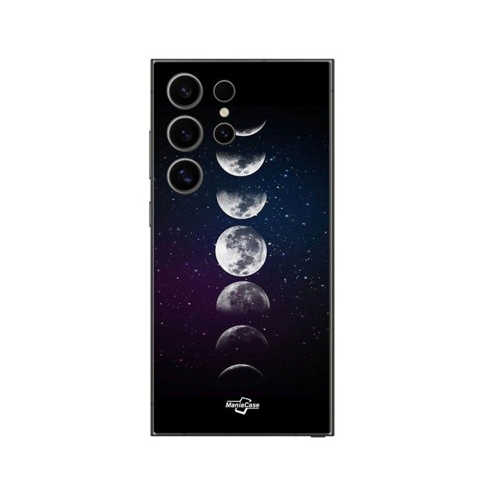 Coque de téléphone - MANIACASE - Samsung Galaxy S25 Ultra - Silicone TPU - Noir - LUNE PHASE NUIT ETOILE