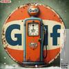 Винтажная металлическая жестяная табличка Gulf Oil Бензоколонка Ретро Настенный Декор Для Гаража Бара Мужской Уголок 2D Алюминий