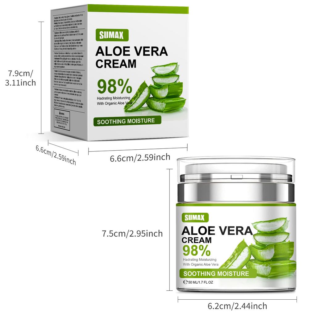 Крем в баночке 98% Алоэ Вера 50 мл Гладкая Нежная Сияющая и Прозрачная Быстрое Впитывание Кожей Ретинол Сыворотка Против Старения