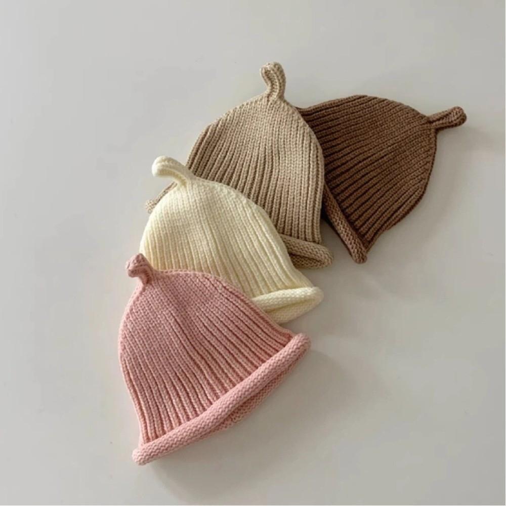 Cute Korean Style Baby Knit Cap Keep Warm Thick Baby Hat Solid Color Baby Beanie Hats Winter