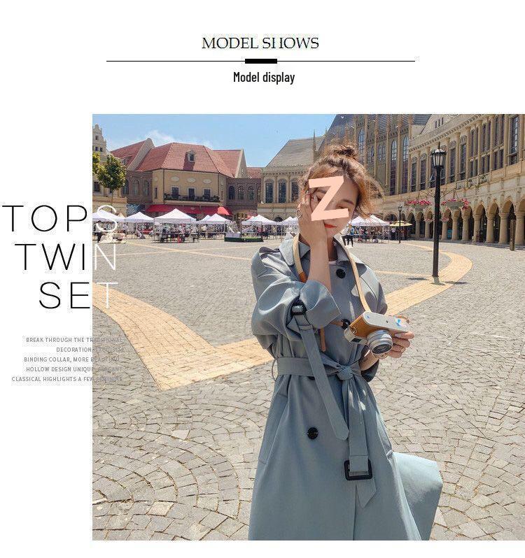 Women's Mid-Length Korean-Style Loose Trench Coat - British Design, Spring & Autumn 2025 Trend