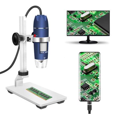 Jiusion HD 2MP USB Digital Microscope, 40x To 1000x Magnification, Portable Magnifying Endoscope Camera with 8 LEDs, Aluminum Alloy Stable Stand, OTG