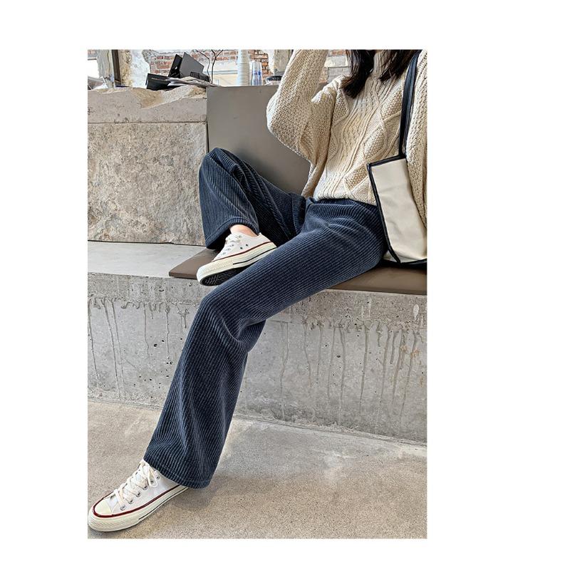 Fashion High Waist Women's Straight Leg Pants Autumn and Winter Elegant Casual Loose Simple Long Pants Ladies Solid Color Trousers 2347