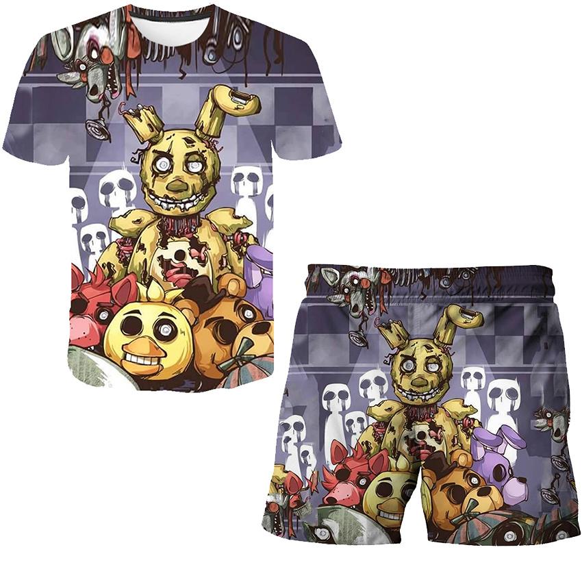 Summer Five Night At Freddy Clothing Suits 3D Printing Birthday Party Gifts Clothes Sets Boys Girls FNAF Cartoon Casual Outfits