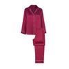 Silk Pajama Set Women's Solid Lapel Long Sleeve Pants Basic Comfortable Loungewear Spring