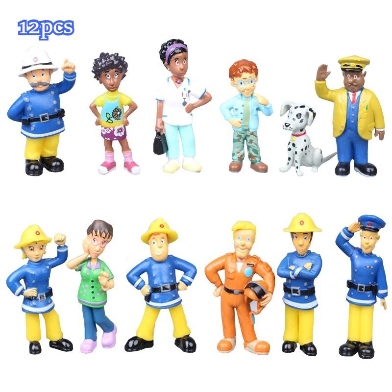 12Pcs/kit Fireman Sam Animation Design Animation Fire Fighting Figure Miniature POLYVINYL CHLORIDE Figure Playthings Boy Girl Plaything Children