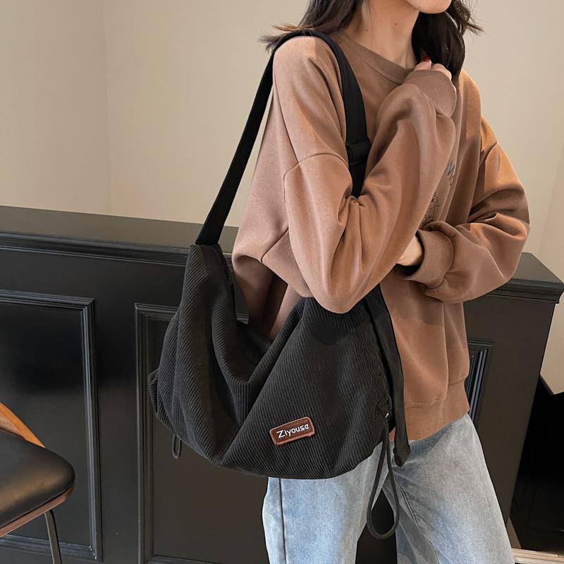 Corduroy Tote Bag Women's Large Capacity Crossbody Bag Shoulder Bag Underarm Bag