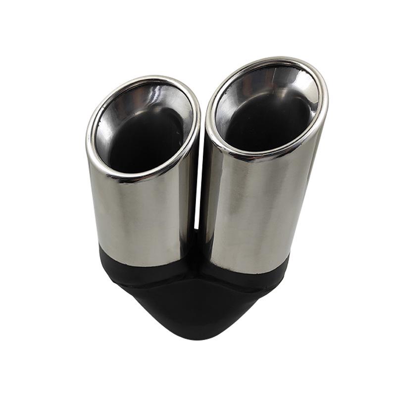 Double Straight Slant Stainless Steel Exhaust Muffler Tailpipe Decoration