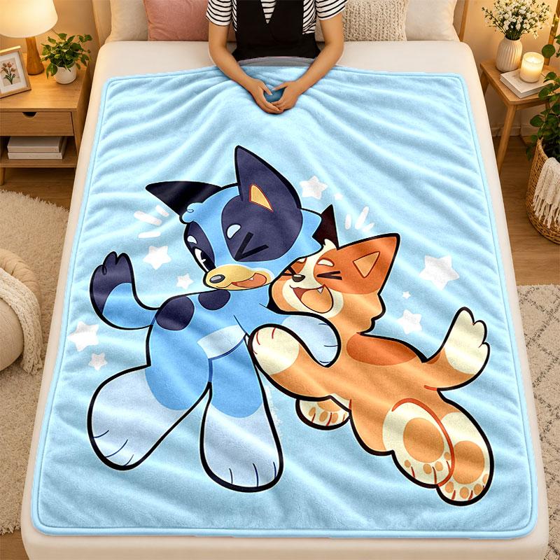 Flannel BlanketBluey Warm Soft Throw Blanket for Indoor Sofa Bed Living Room Use