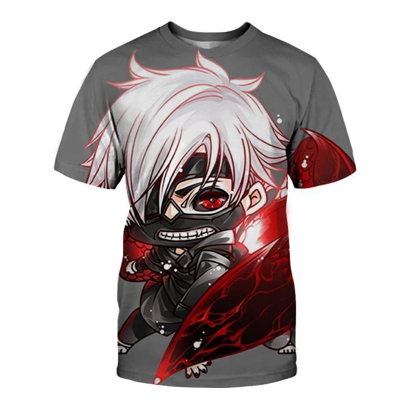 Мужская футболка Tokyo Ghost свободного кроя с цифровой 3D-печатью, с круглым вырезом и короткими рукавами