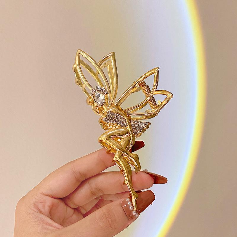 Модные большие заколки для волос Эльф для женщин Металлическая заколка для волос Хвост Женская заколка для волос для вечеринки Кристалл Танцующие эльфы Женские аксессуары для волос