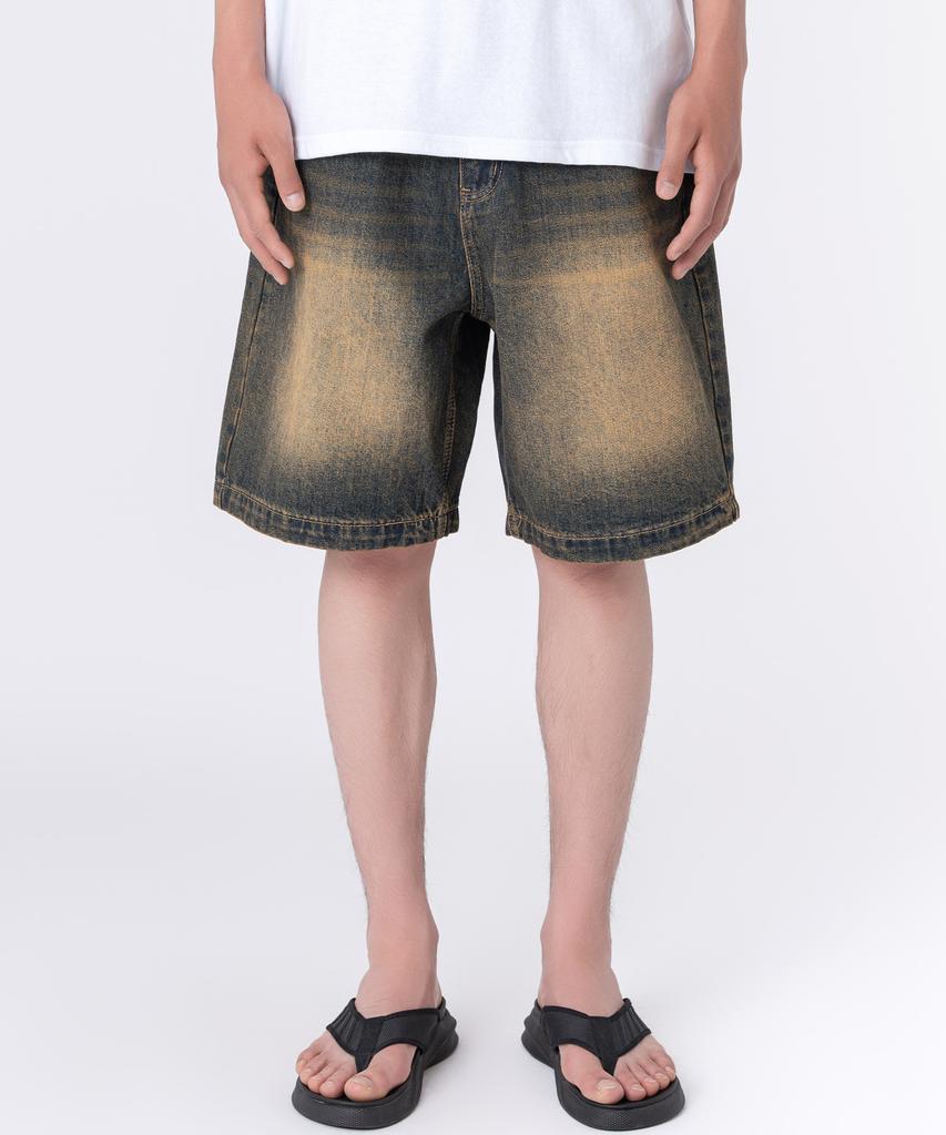 UNDEROFF Vintage Washed Bermuda Denim Pants Dust Yellow