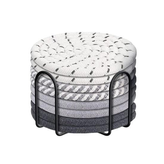 8Pcs Trivets Set for Hot Dishes Cotton Woven Pot Holders Heat Resistant Hot Pads Non-Slip Kitchen Table Protector for Counter