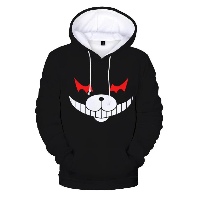 Аниме Danganronpa Monokuma Black White Bear 3D Hooded Streatwear Косплей Женщины Мужчины Повседневная толстовка с капюшоном Куртка Пальто Топ