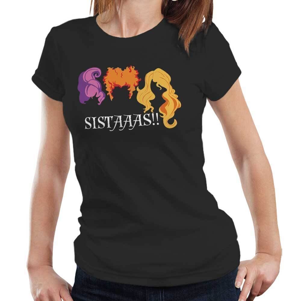 Hocus Pocus Tshirt Sistaaas Fitted Ladies Sanderson Sisters Witch Halloween