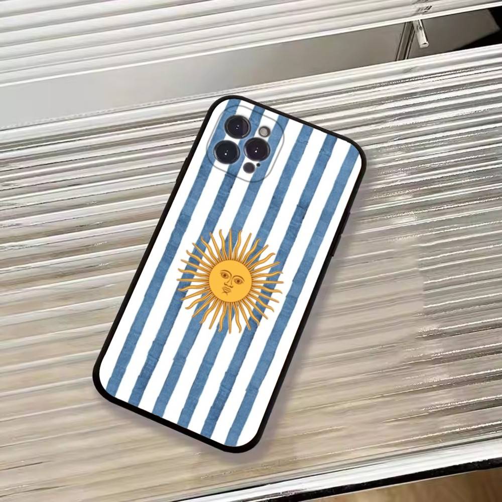 A-Флаг поддержки фаната футбола Аргентины Чехол для телефона Для iPhone 17, 16, 15, 14, 13, 12, 11 Plus, Pro Max, Другие Мягкий Черный Чехол