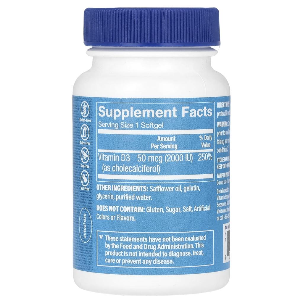 Vitamin D3, 50Mcg (2,000Iu), 100 Softgels