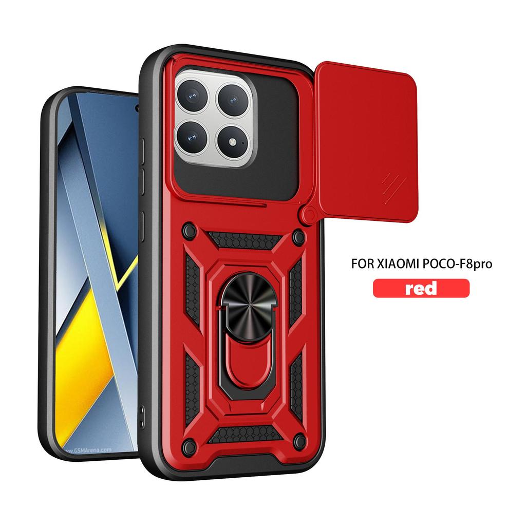 Слайдерная крышка камеры для Xiaomi Poco F8 Pro со подставкой, противоударный чехол для телефона